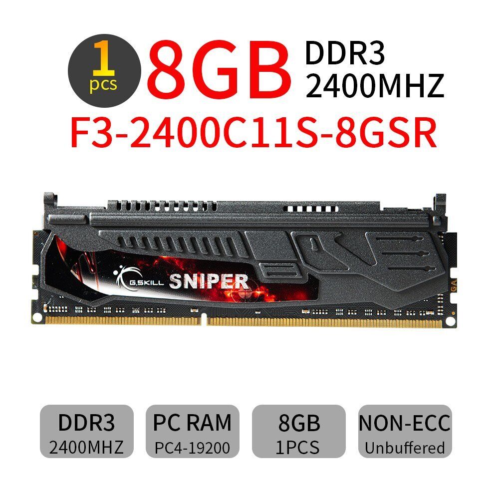 For G.SKILL Sniper 8GB DDR3 OC 2400MHz PC3-19200U 240Pin DIMM Desktop PC Memory RAM