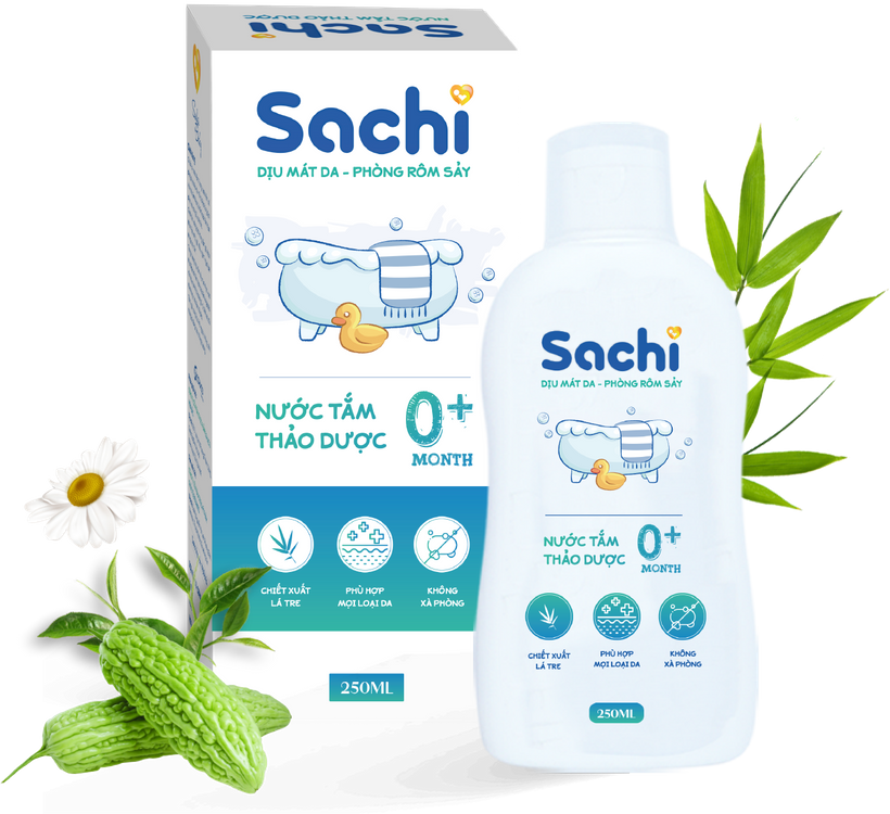 COMBO Chai Nước Tắm Gội Thảo Dược Sachi 250ml & Tinh Dầu Tràm Thiên Nhiên Nguyên Chất Sachi 30ml