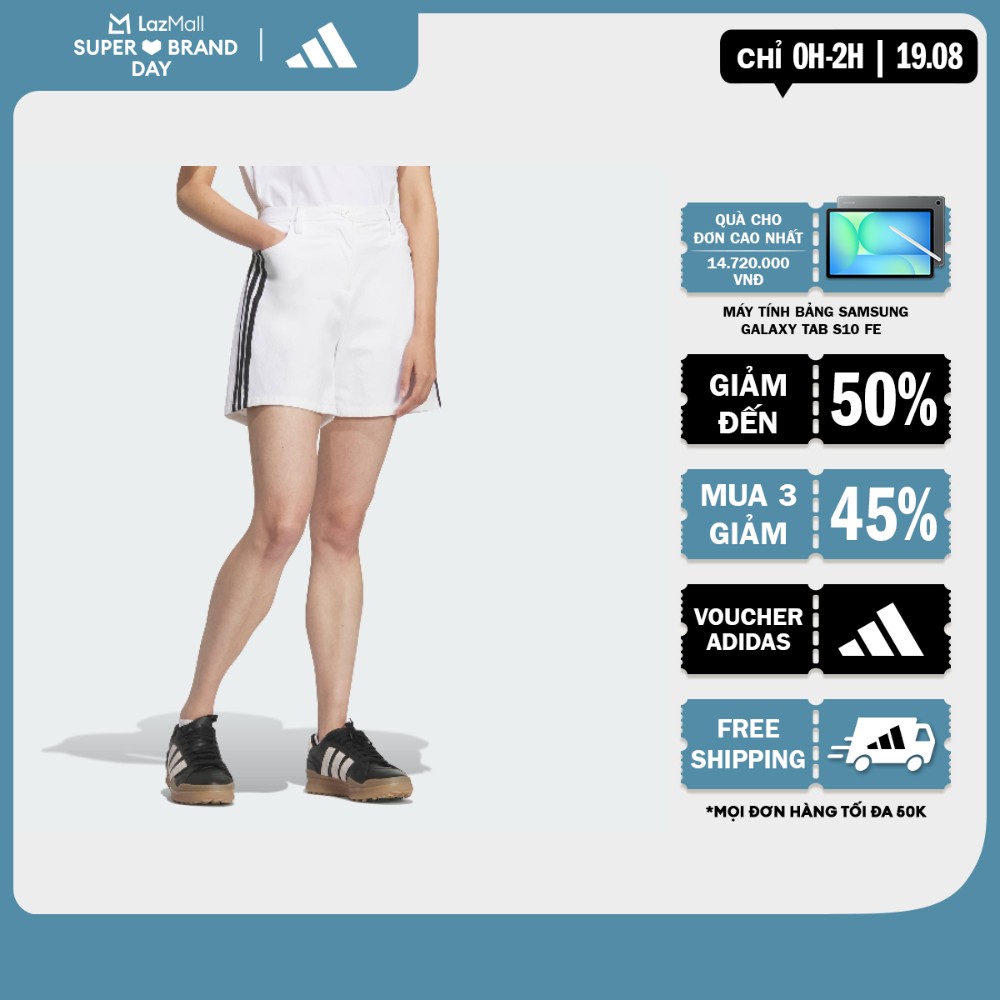 [CHỈ 15-18.8-MUA 3 GIẢM 20%+VOUCHER 15%] adidas Đánh gôn QUẦN SHORT 3 GẠCH 5INCH Nữ trắng KD7212