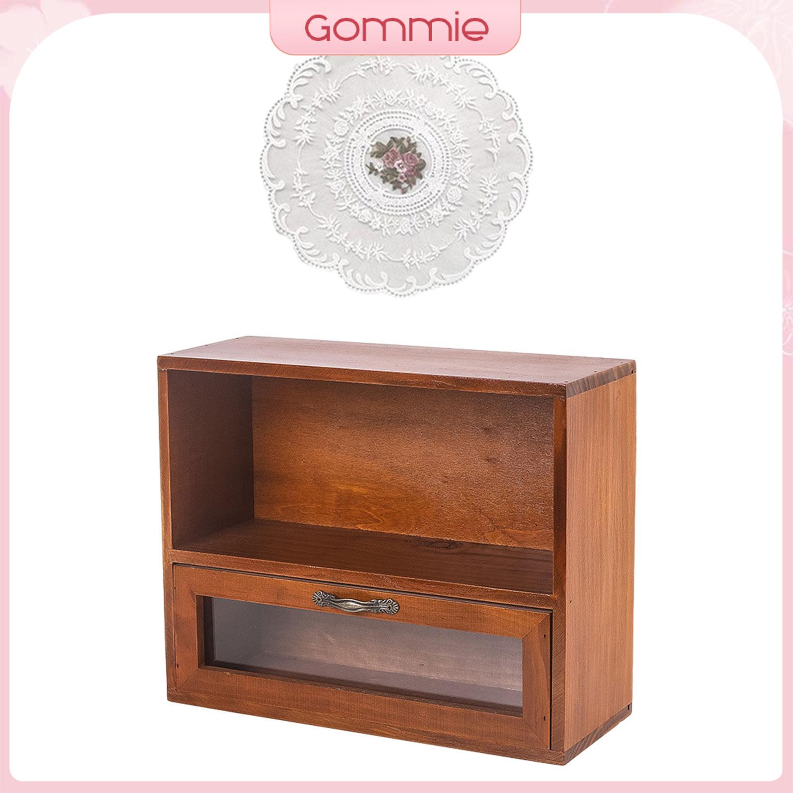 Gommie Retro Lưu Trữ Tủ Kệ để máy tính để bàn Cổ Điển Bộ sưu tập Mini Tủ Gỗ Giá ngăn Ly tủ trưng bày Cho Tủ Quần Áo