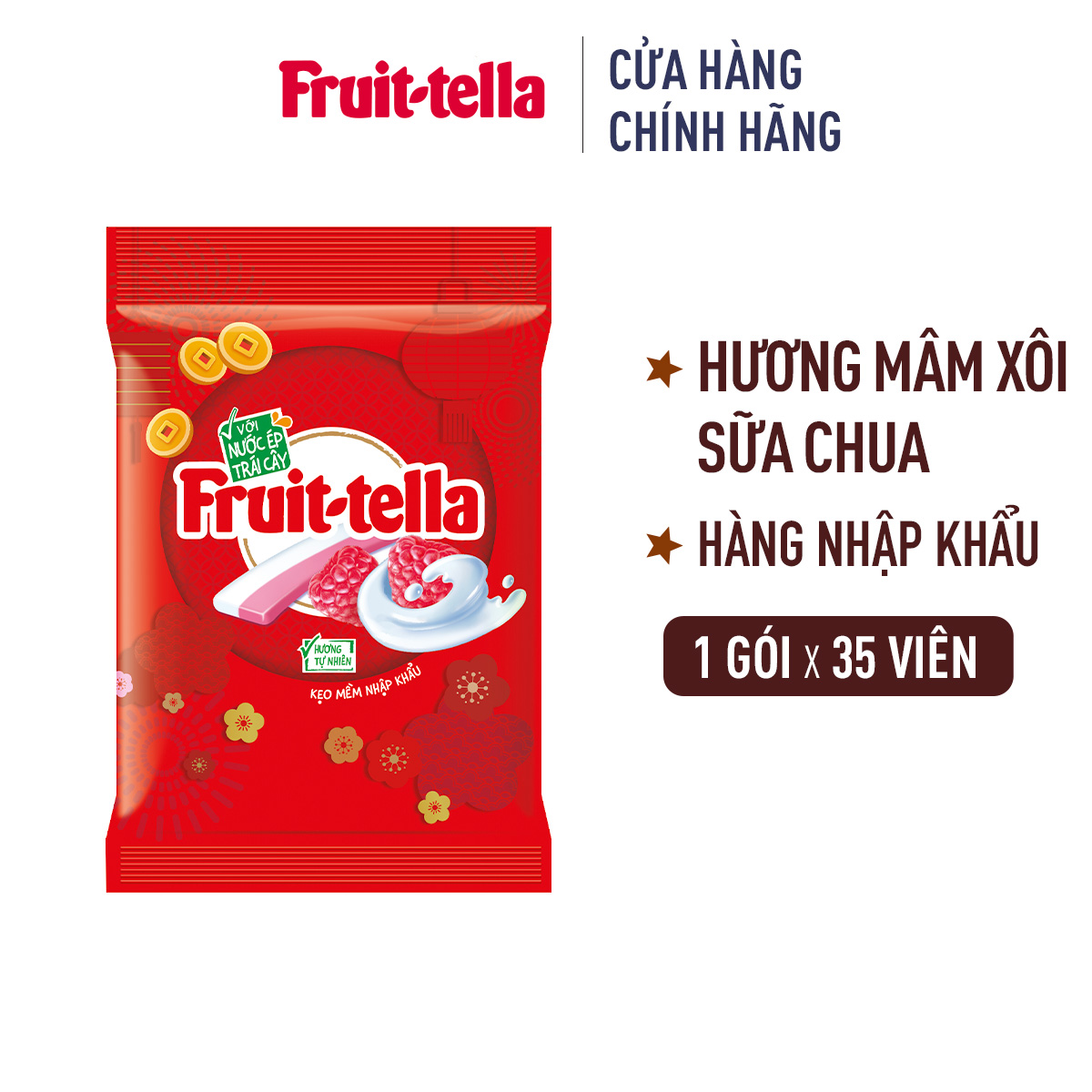 Kẹo Mềm Fruittella Hương Sữa Chua Mâm Xôi Gói 35 viên