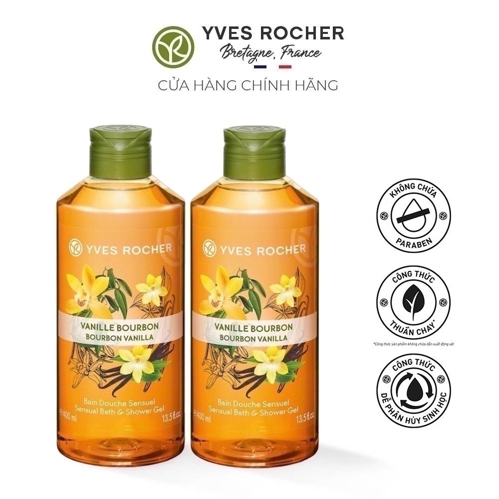 Combo 2 Sữa Tắm Yves Rocher Hương Bourbon Vanilla Bath And Shower Gel 400ml