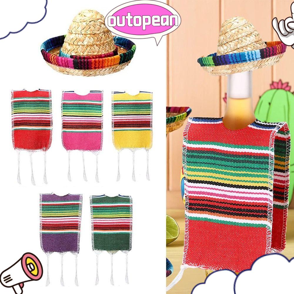 OUTOPEAN Trang trí tiệc Mũ sombrero nhỏ Đầy màu sắc Trang trí lễ hội Vỏ áo ponsô bia Đồ gia dụng Chủ đề Mexico Mũ Rơm Mexico