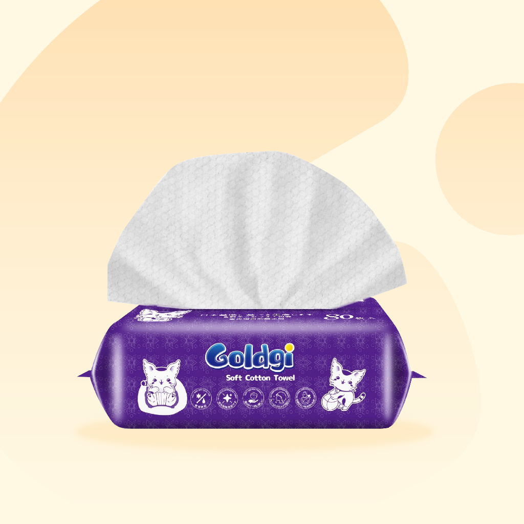 Khăn khô Goldgi 80 tờ mềm dịu an toàn cho da bé