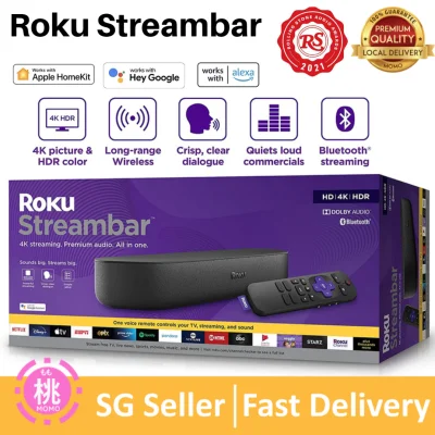 Roku Streambar 4K/HD/HDR Streaming Media Player & Premium Audio, All In One, Includes Roku Voice Remote