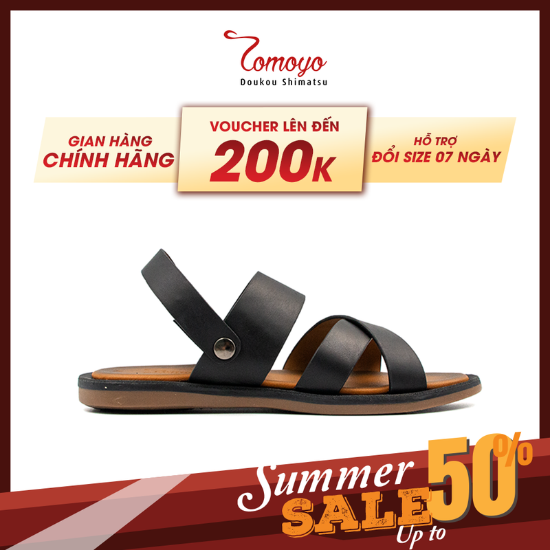 Dép sandal nam da bò cao cấp tomoyo tms10301