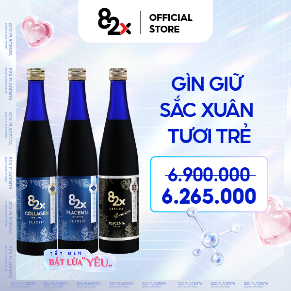 Da đẹp thần sầu giấu tuổi tác combo 3 chai: collagen + sakura placenta + placenta, nước uống đẹp da từ nhật bản số 1 vn