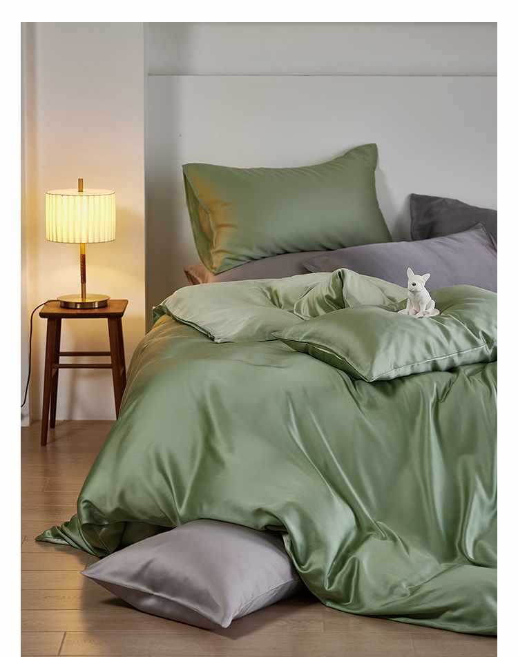 Set di biancheria da letto 60 pezzi in Tencel Four tinta unita Ice Silk Summer Naked, lenzuolo con angoli elasticizzati, set copripiumino, set di lenzuola in tre pezzi AoyuejHasd-CB