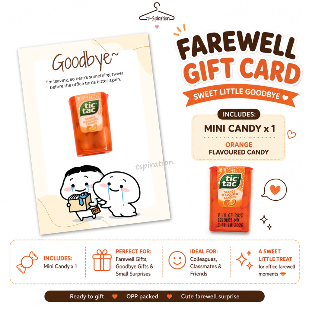 Resign Farewell Gift Mini Tic Tac Goodbye Office Appreciation Gift | Mini Card | Ready Stock