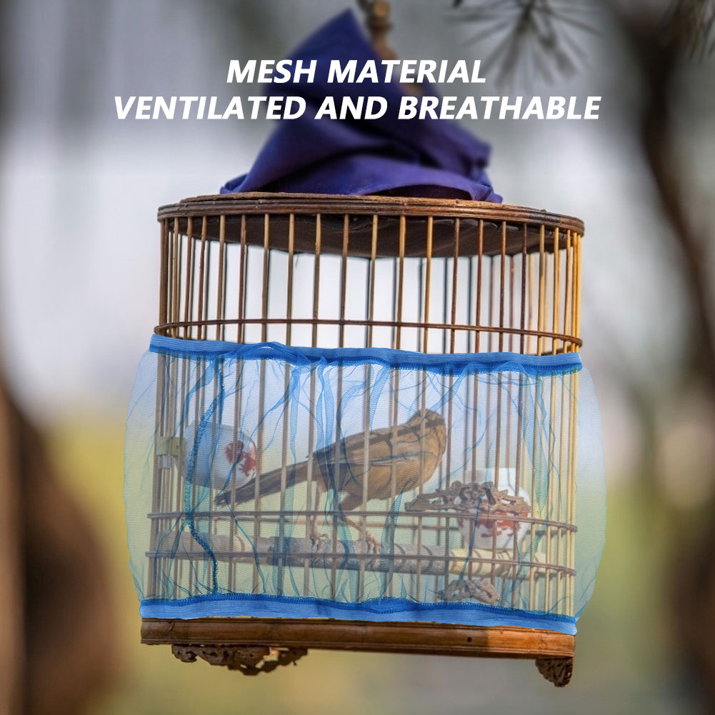 5TH Nylon Mesh Bird Cage Cover Parrot Cage Net Easy Cleaning Seed Catcher Accessory - 3
