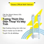 Dây Cáp Sạc Nhanh Baseus USB C Sang Type C PD 100W Cho Laptop iP 15 Samsung S23 Xiaomi
