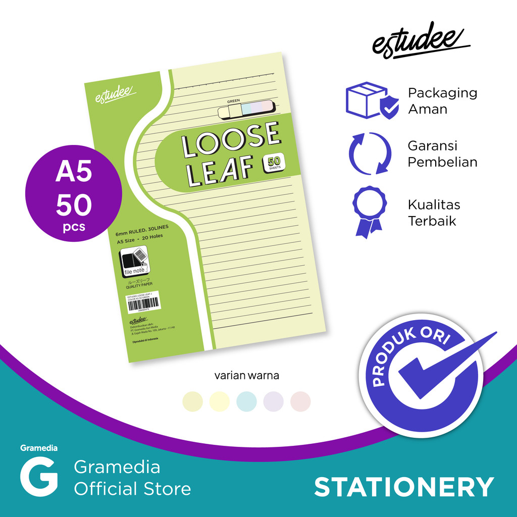 Estudee Loose Leaf J Color A5 50 Green