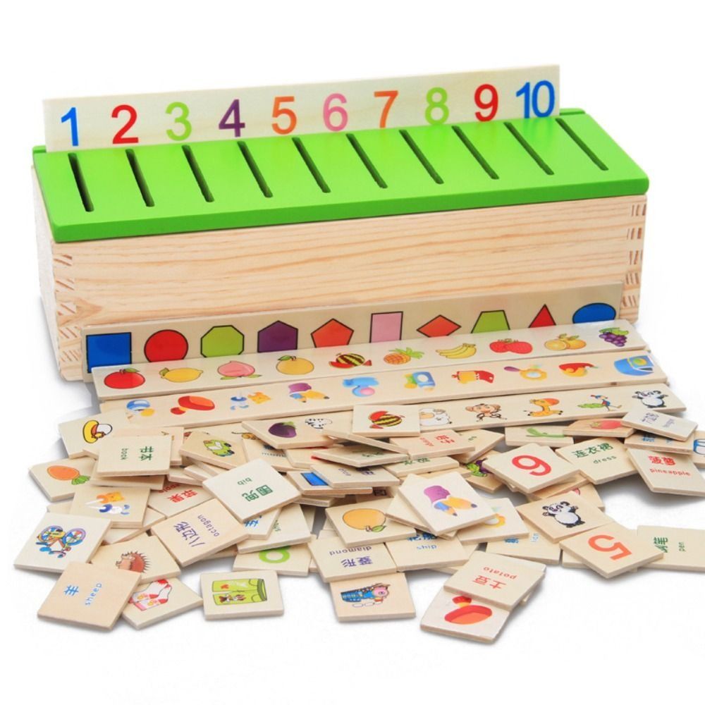 Blecrau 1 bộ hộp phân loại kiến thức trò chơi hộp gỗ giáo dục sớm Câu Đố khám phá trí thông minh công cụ hỗ trợ giảng dạy cho trẻ em Đồ chơi nhận thức đồ chơi học tập