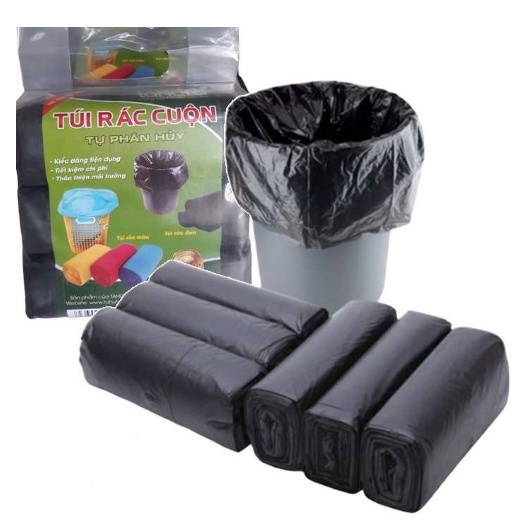 Cuộn 1kg túi đựng rác nilong tự phân hủy đủ size nhiều màu