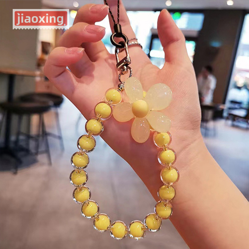 Jiaoxing 1 cái đầy màu sắc hoa đính cườm bùa điện thoại dây đeo dạng xích dây buộc phụ nữ cô gái