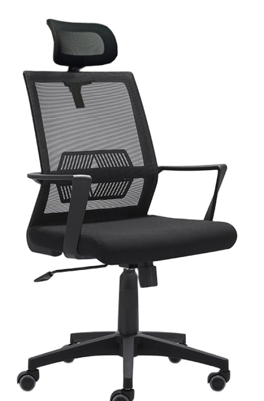 Baycus M-38 Mid Back Mesh Chair with Adjustable Headrest | Student Mesh Chair | Black Mesh Chair suitable for Home Office | Black Office Swivel Chair Singapore
