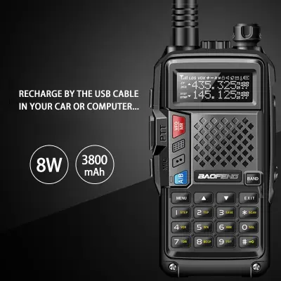 Radio Walkie Talkie 8W UHF / VHF Dual Band 10km Long Range Powerful Walkie Talkie Transmitter Transceiver 1 Pc [11 Mart]