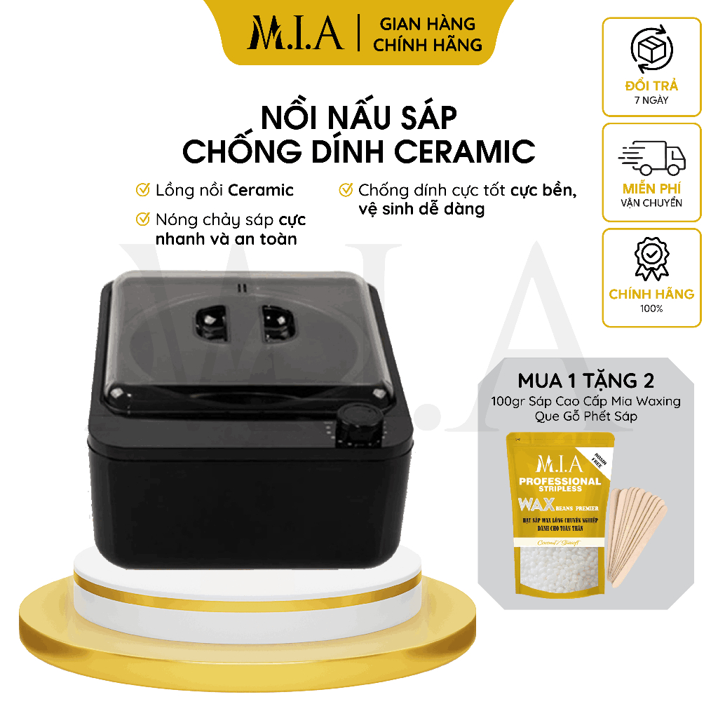 [Tặng kèm 100gr sáp] Nồi Nấu Sáp Wax Lông Cao Cấp CERAMIC Chống Dính, Nồi Đun Sáp Wax MIA WAXING