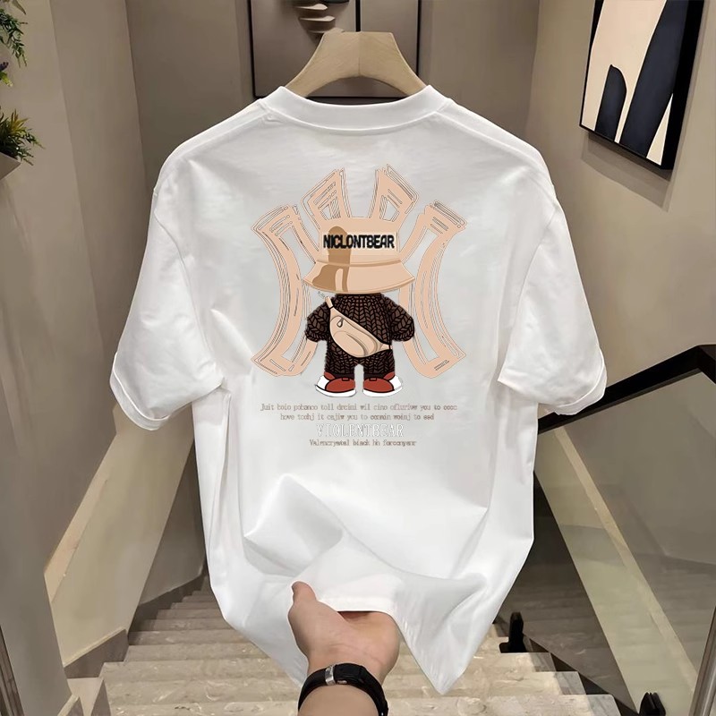 100% cotton NY American style cool T-shirt with printed men's round neck loose casual short sleeved shirt
