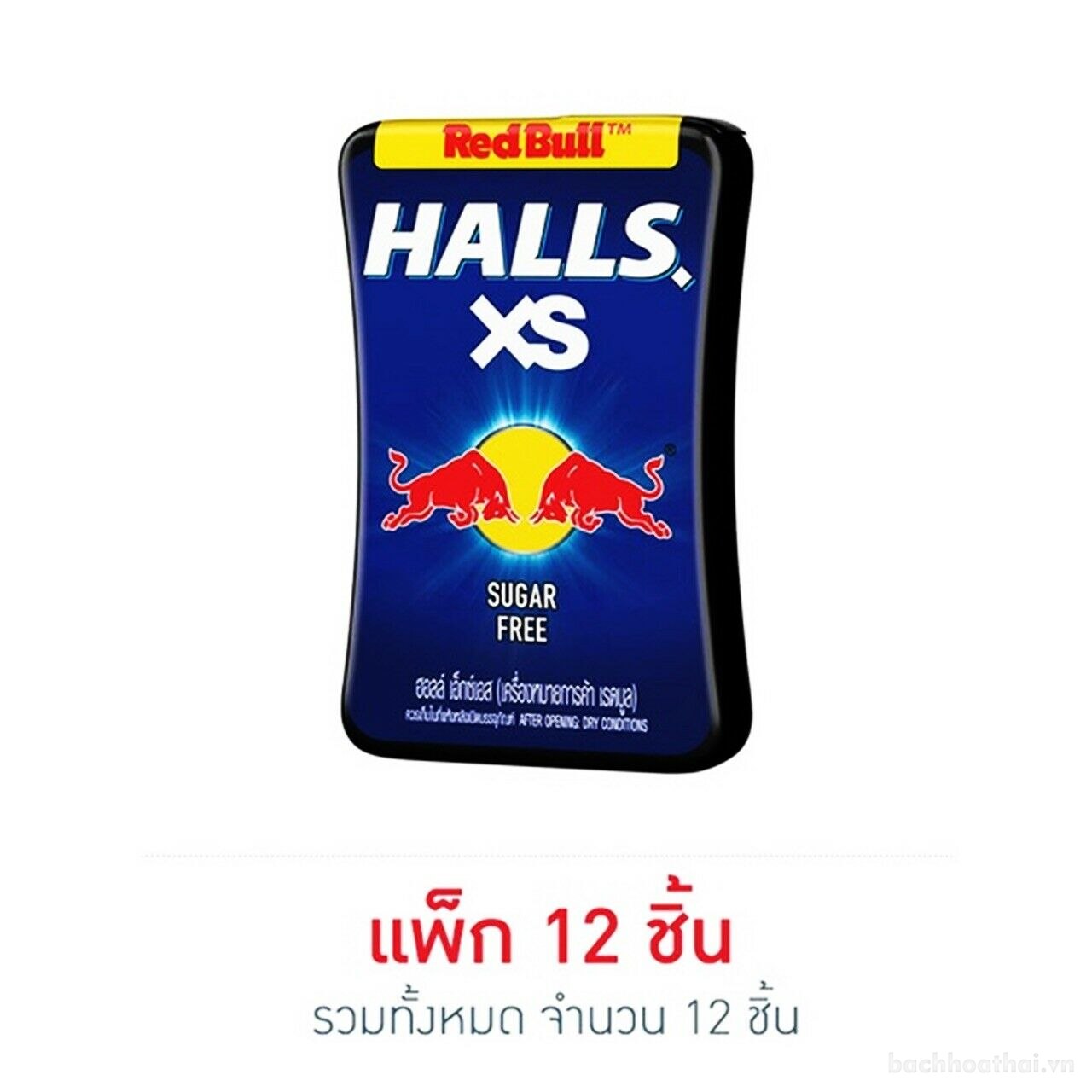 Kẹo ngậm thơm miệng cai sản phẩm Halls XS vị RedBull Thái Lan