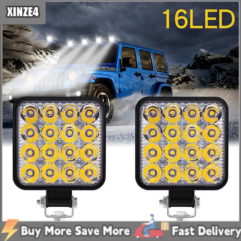[COD] XINZE4 Xe Led Bar worklight Mini 16smd vòng vuông làm việc ánh sáng 12V tự động ánh sáng đèn sương mù off road cho ATV SUV Spotlight