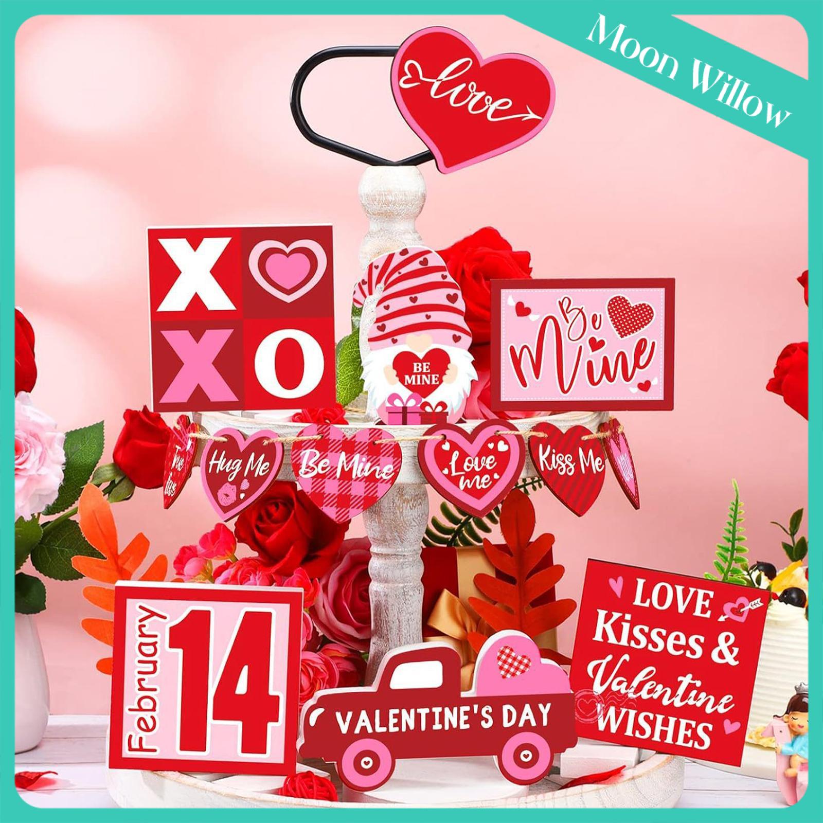 Moon Willow Valentines Day Tiered Tray Decor Love Heart Shape Layered Tray Love Blocks Wooden Signs for Wedding Party Christmas, Proposal ราคา 220 บาท*ส่งฟรี