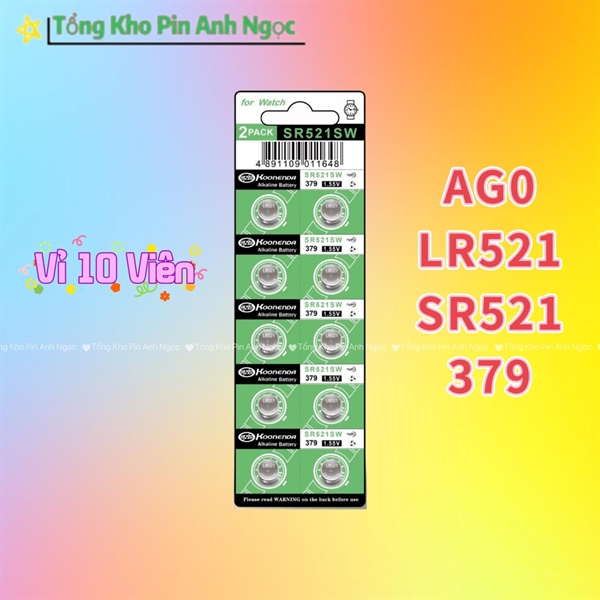 Vỉ 10 viên cúc áo AG0 / LR521 / SR521SW / 379 / 379A / L521F / 179