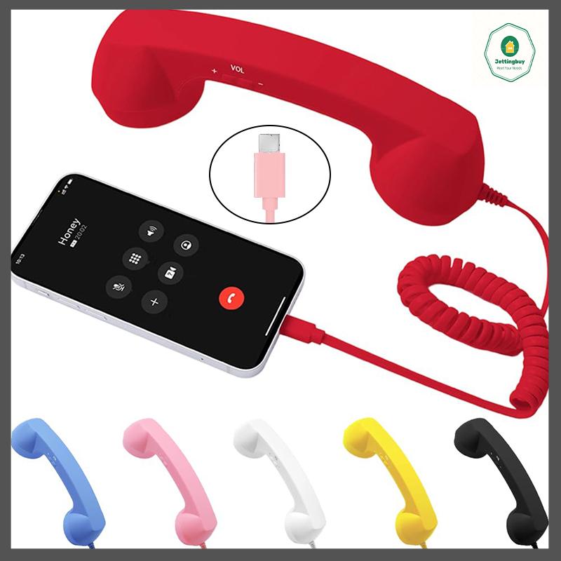 【Jettingbuy】 Flash Sale ชุดหูฟังโทรศัพท์ย้อนยุค, เครื่องรับโทรศัพท์บ้านสไตล์ Type-C โทรศัพท์วินเทจไปยังอะแดปเตอร์โทรศัพท์พื้นฐาน ราคา 287 บาท*ส่งฟรี