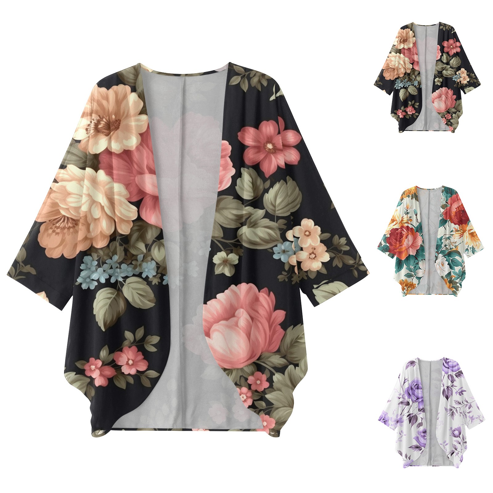Đồ bơi cho phụ nữ terno bãi biển phụ nữ áo in hoạ tiết voan áo Kimono Đi Biển Áo len khoác dáng dài áo khăn choàng outwear Cardigan