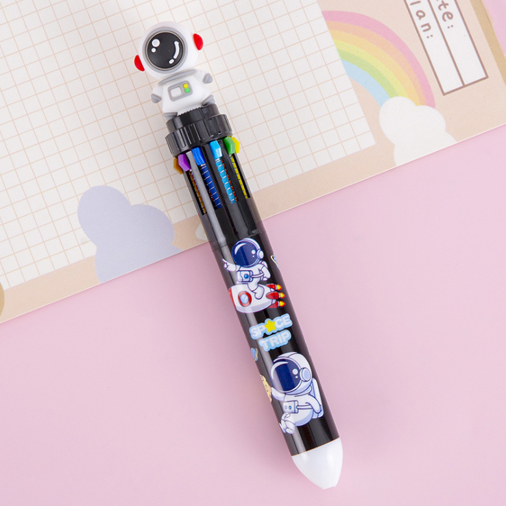 Gratis Ongkir - Pulpen Mekanik 10 Warna / Bolpoin Lucu Karakter Astronot / Bolpoin 10 Warna Karakter