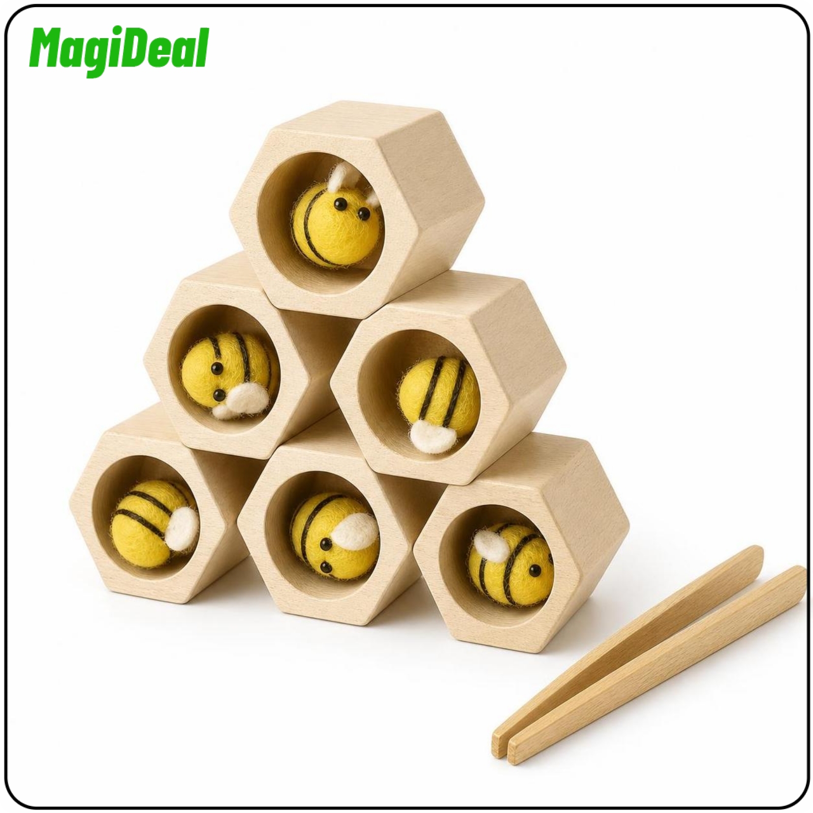 โมเดลฟิกเกอร์ อาร์ตทอย กล่องสุ่มของสะสม ของเล่นและโมเดลสะสม MagiDeal Early Learning Beehive Toy with Tweezers Tactile Beehive Sorting Toy Colorful Bee Matching Game Geometric for Toddlers, Preschoolers, Playroom