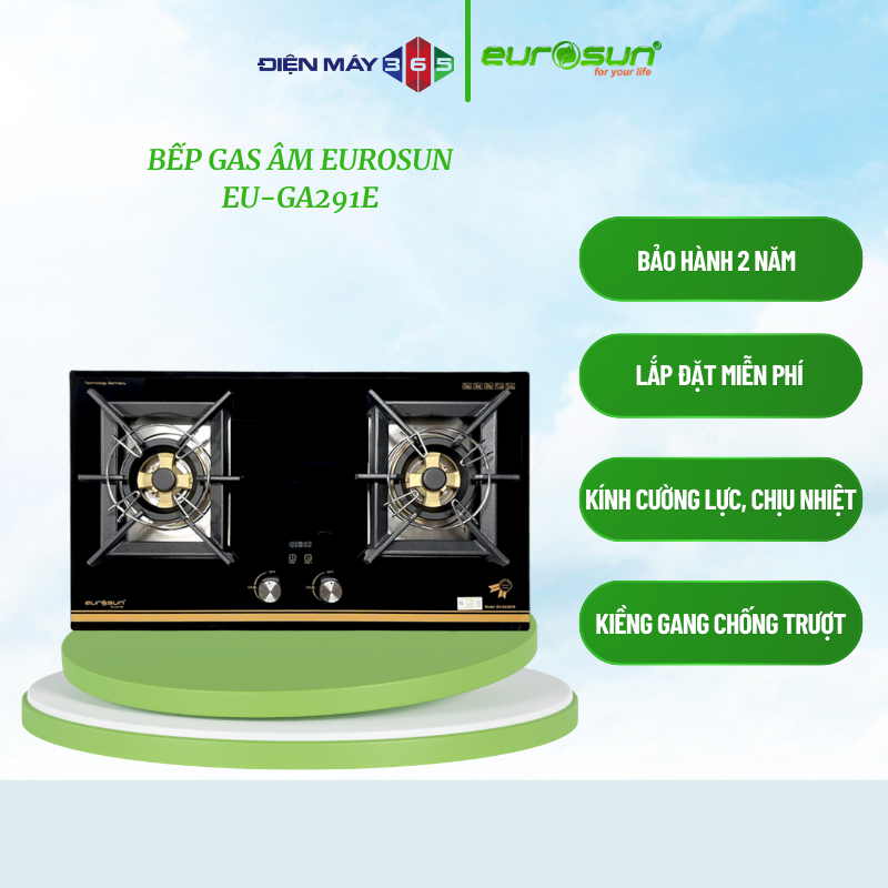 Eurosun Eu-Ga291E – Double Built-In Gas Stove – Tempered Glass Surface – Gas Saving – Genuine Product