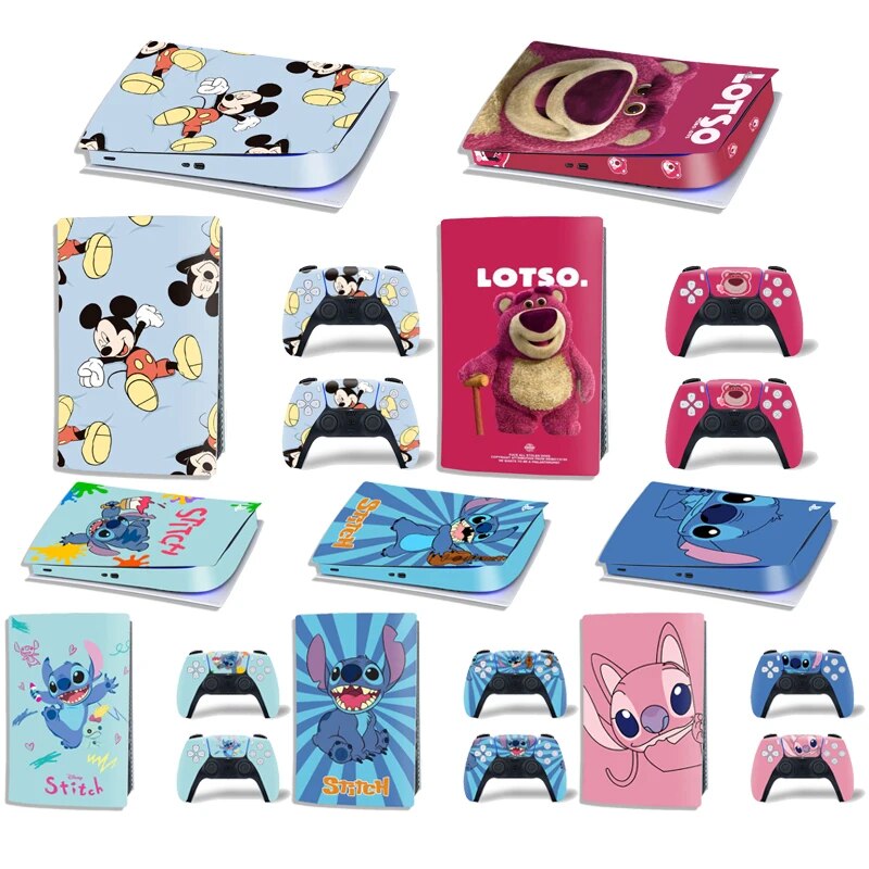 【Trusted】 Mickey Stitch Vinyl Skin Sticker For 5 Digital Ps5 Playstation5 Game Console Handle Cover Protective Film
