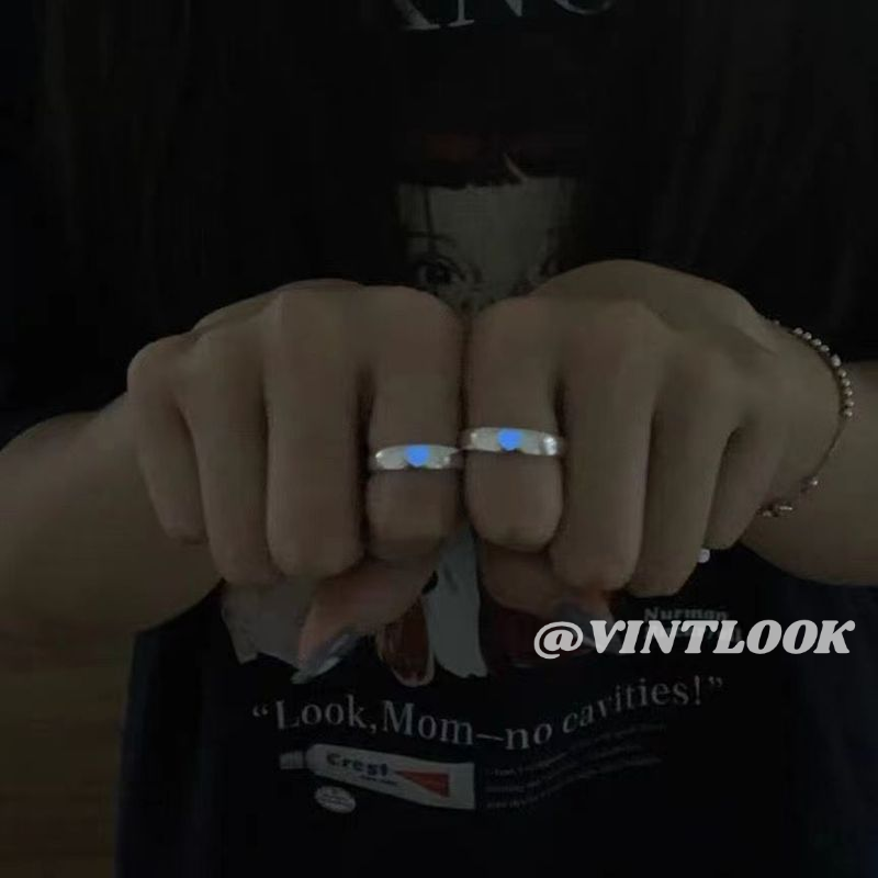VINTLOOK แหวนคู่ปรับได้ส่องสว่างในที่มืด สไตล์หัวใจโรแมนติก ราคา 8 บาท*ส่งฟรี