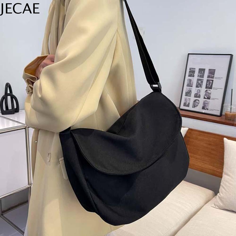 JECAE Mềm mại Túi vuông nylon Phong cách Nhật Bản Dây đeo có thể điều chỉnh Túi xách nữ Túi đeo chéo Khóa từ tính Túi đeo vai dung tích lớn Nam giới