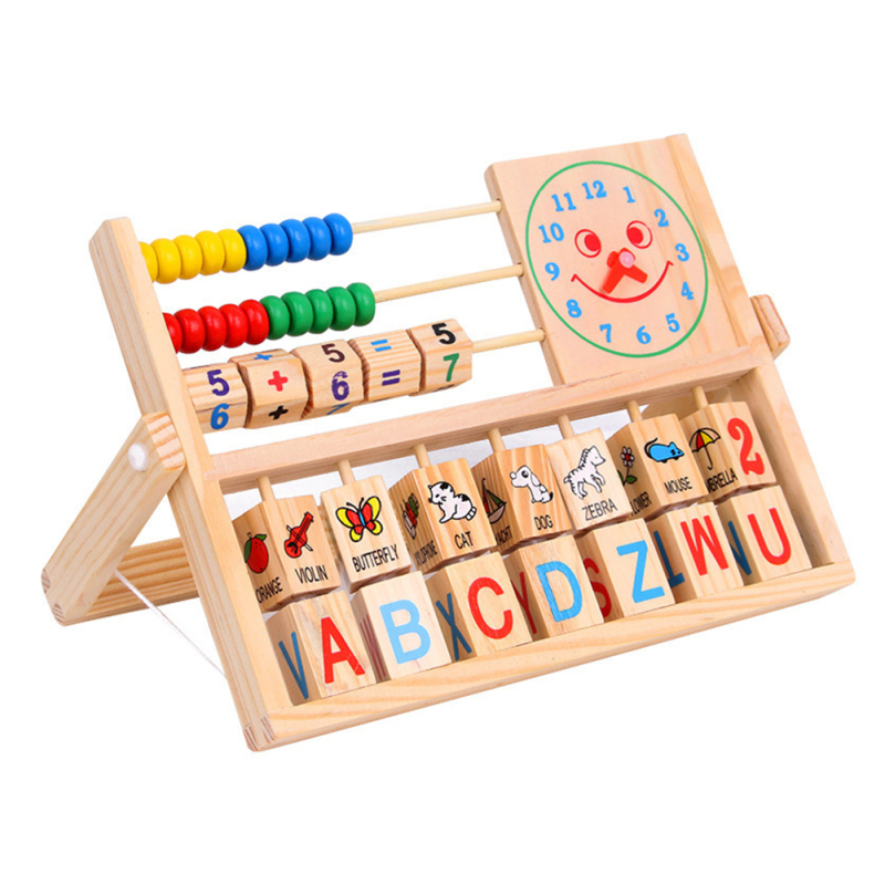 Toán học mầm non đồ chơi học tập khung gỗ Bàn tính với nhiều màu hạt Số