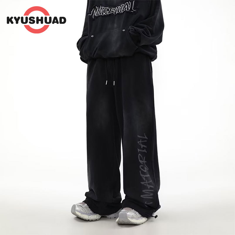 KYUSHUAD Quần ống đứng dáng rộng thường ngày nam phong cách đẹp trai quần bó sát Quần Legging rộng có thắt lưng co giãn