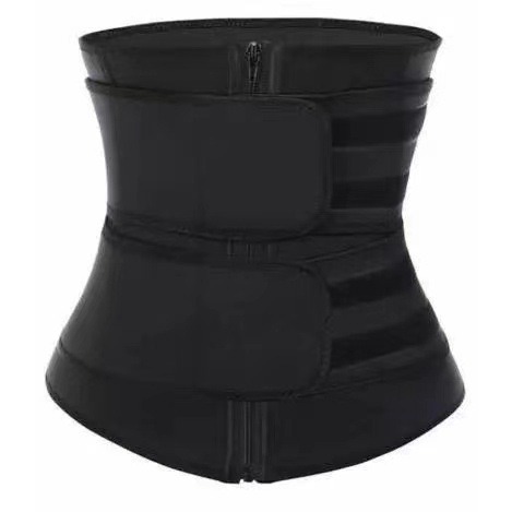 R.joy-Waist Trainer Double Strap Zipper Waist Shaper Korset Melahirkan Stagen Resleting Pelangsing Perut Buncit Pembakar Lemak Pria & Wanita