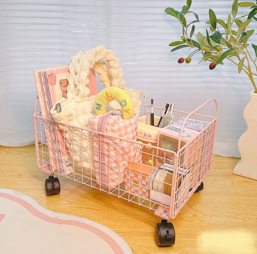 Giỏ Sắt Lưu Trữ Dưới Bàn Có Bánh Xe