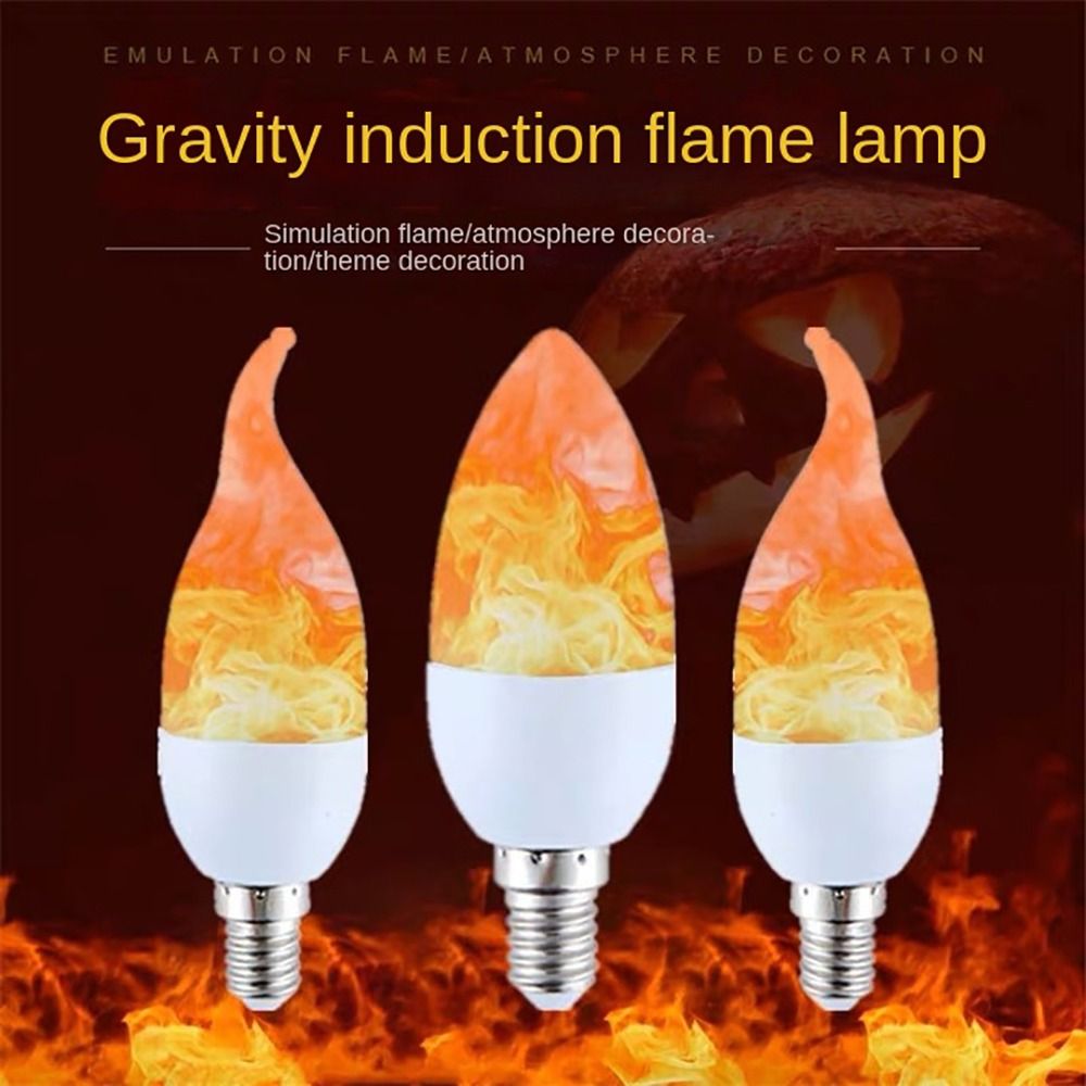 TLLKMM Nhựa Bóng đèn LED ngọn lửa 2W E14 E27 Bóng đèn nhấp nháy Thiết kế đặc biệt Đế đèn chùm Bóng đèn ngọn lửa nến Trang trí Giáng sinh Halloween