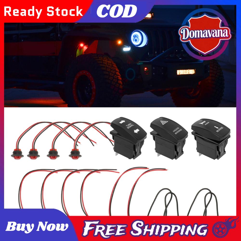 Domavana UTV Biến Bộ Flasher Tiếp Dây DC12V Đính Đá Công Tắc Phía Trước Và Phía Sau Hổ Phách Và Đỏ Biến Cho Golf Xe Đẩy Bãi Biển xe Đẩy Giá 616,000 Đồng*Miễn phí vận chuyển