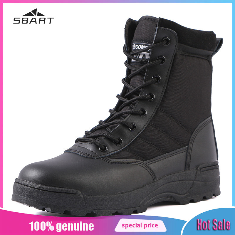 SBART Men's boots, black high-top outdoor boots, kick-proof, anti-collision, hiking boots for men and women ราคา 589 บาท*ส่งฟรี