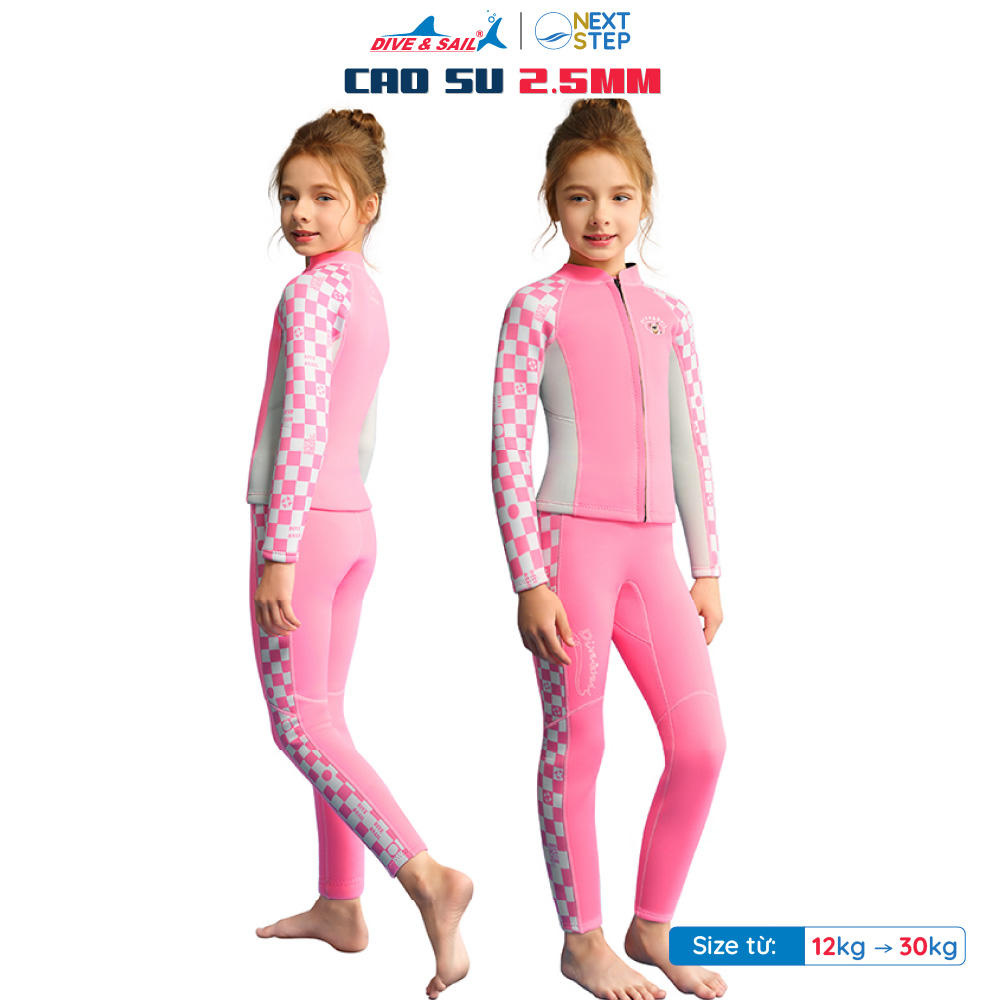 Đồ bơi giữ nhiệt bé gái Dive and Sail cao su 2.5mm size 12-30kg giữ ấm ngăn tia UV