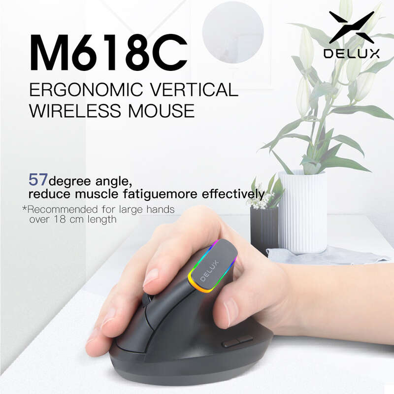 Delux Đầy Màu Sắc M618C RGB Dọc bluetooth không dây chế độ kép Sạc Ergonomic Cầm Tay Thẳng Chuột Chu