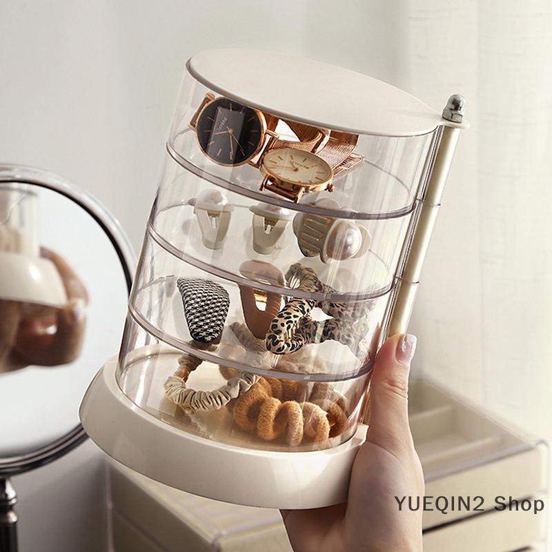 YUEQIN2 Shop 360° Rotating Hair Accessories Organizer Clear High-capacity Jewelry Box Bathroom Headband Containers Plastics Bracelet Tray