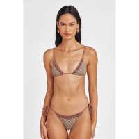 BLACKBOUGH Marla Ruffled Triangle Bikini Top / Mocha Polka FINAL SALE