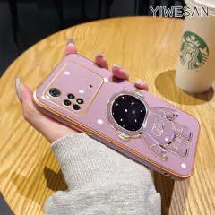 YIWESAN Casing Ponsel untuk Xiaomi 11i 11x POCO M4 Pro POCO F4 POCO F3 Redmi K50 Pro K40s K40 Pro Case lembut astronot lipat dudukan Casing ponsel HP lensa penuh pelindung silikon Softcase pelindung kreatif Kesing
