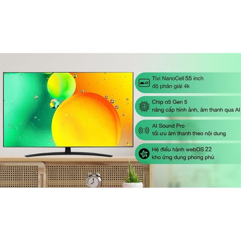 Smart Tivi NanoCell LG 4K 55 inch 55NANO76SQA - INDONESIA LIKE NEW - Bảo Hành Hãng