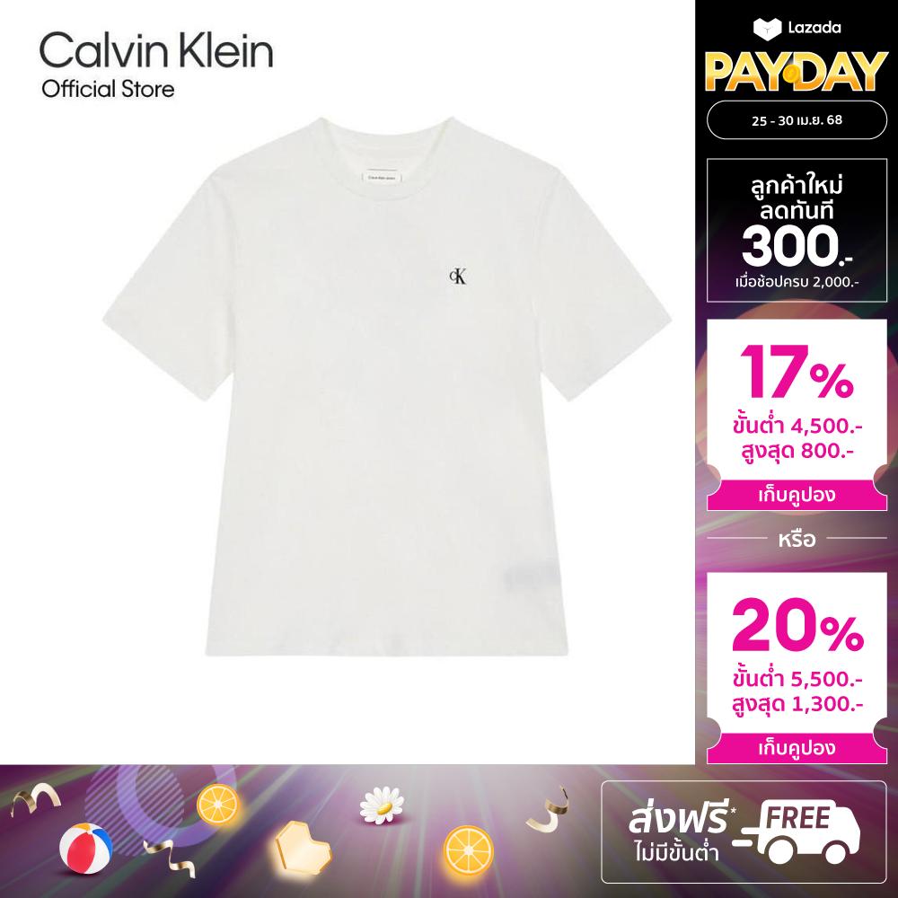 CALVIN KLEIN เสื้อยืดคอกลมแขนสั้นผู้หญิง ทรง Boyfriend รุ่น J225498 YAF - สีขาว ราคา 2,975 บาท*ส่งฟรี