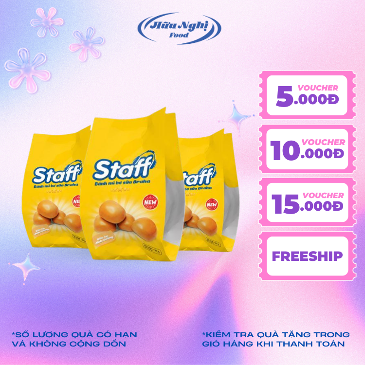 [DATE MỚI] COMBO 3 GÓI Bánh Mì Staff Braha Bơ Sữa